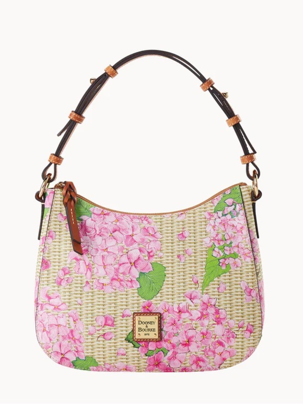 NWT Dooney & Bourke Pink Hydrangea Print Kiley hobo Shoulder Bag